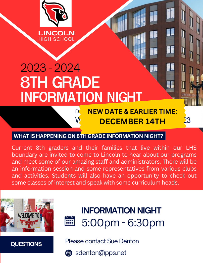 8th Grade Information Night Flyer